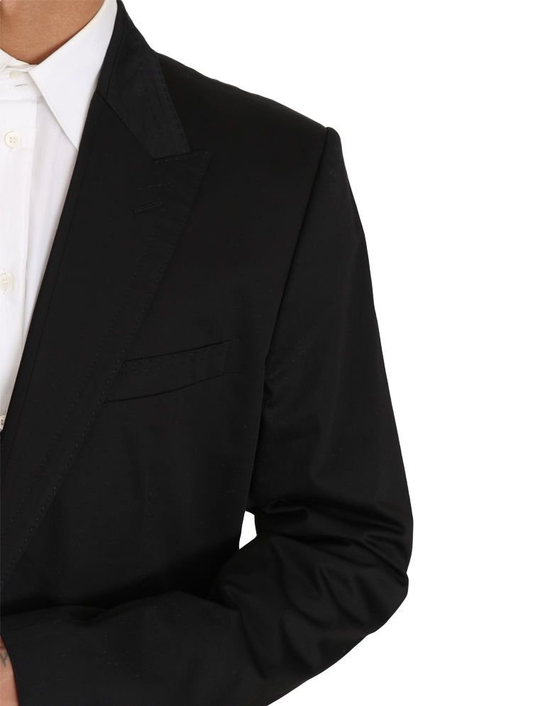 Black Cotton Stretch Slim Blazer Jacket