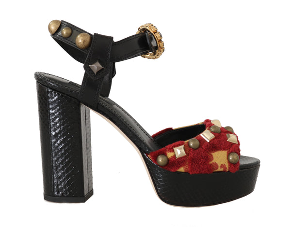 Strap Snakeskin Black Ankle Strap Sandals