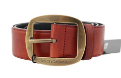 Red Leather Gold Buckle Belt