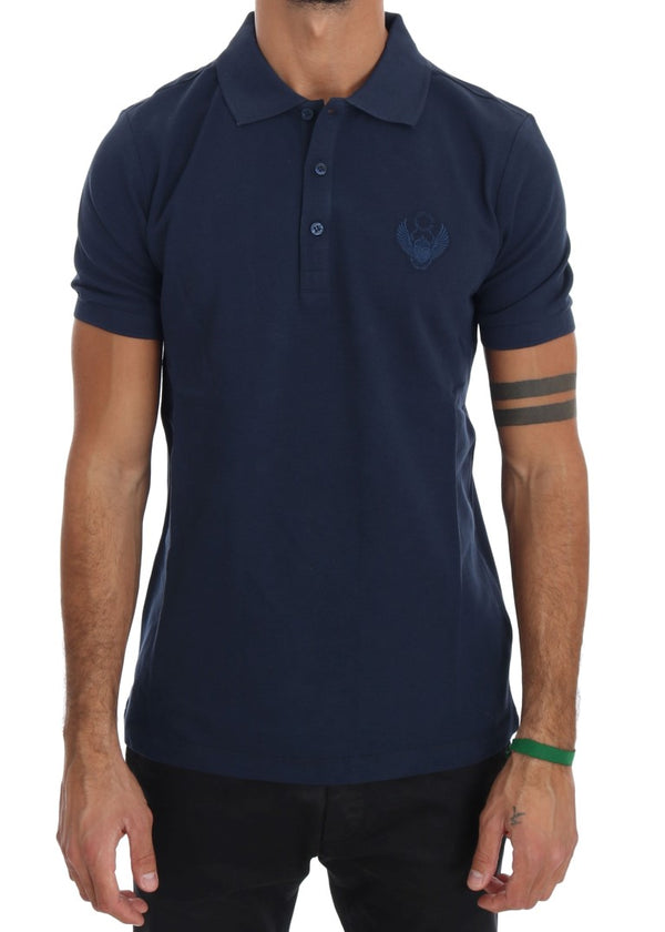 Blue Cotton Stretch Polo T-shirt