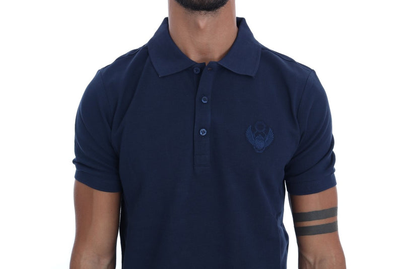 Blue Cotton Stretch Polo T-shirt