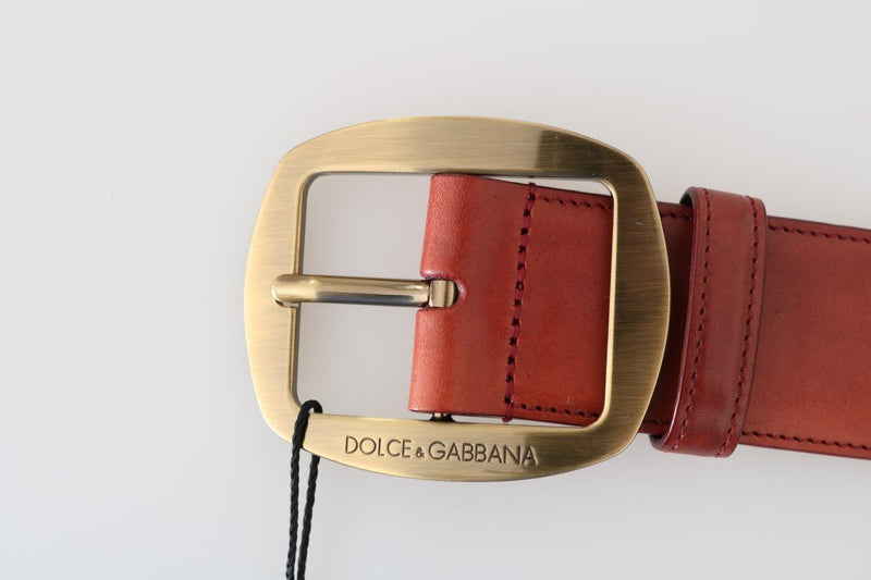 Red Leather Gold Buckle Belt