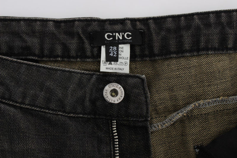 Gray Cotton Blend Boyfriend Jeans