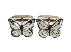 Silver Brass White Butterfly Cufflinks