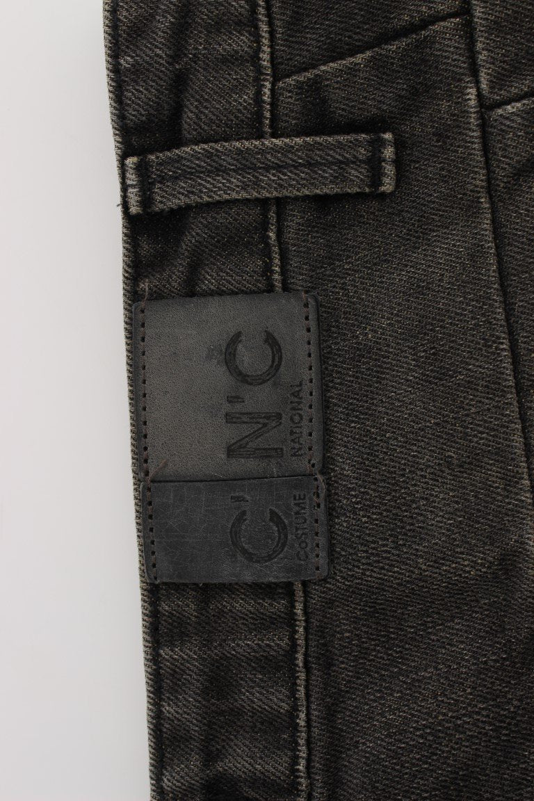 Gray Cotton Blend Boyfriend Jeans