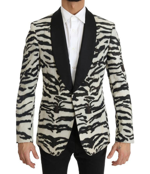 Black White Zebra Silk Blazer
