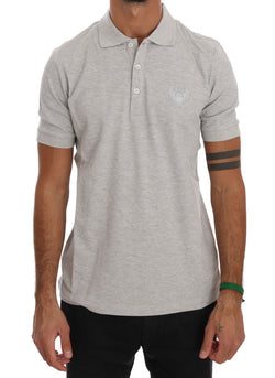 Gray Cotton Stretch Polo T-shirt