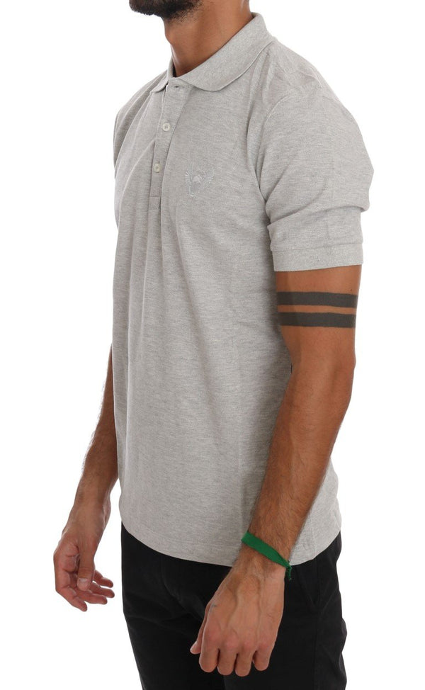 Gray Cotton Stretch Polo T-shirt