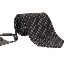 Black Silk White Wide Tie