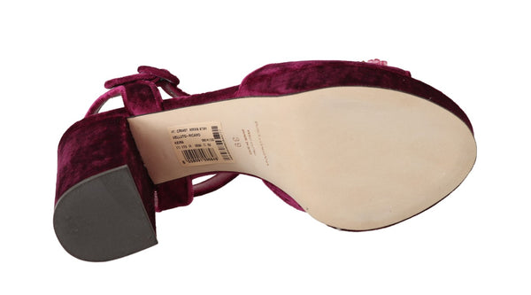 Purple Velvet Crystal Floral Sandal