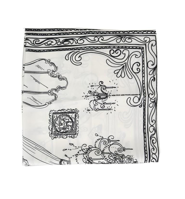 White Silk Room Interior Print Scarf