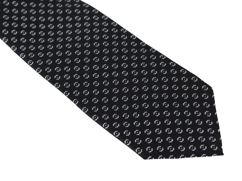 Black Silk White Wide Tie