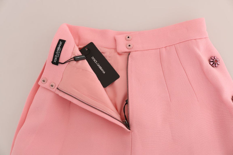 Pink Wool Crystal A-Line Skirt