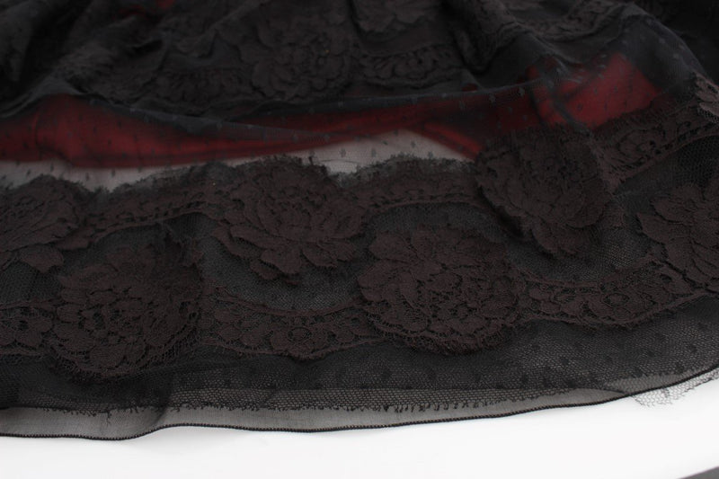 Black Floral Lace Shift Short Sleeve Dress
