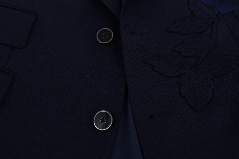 Blue Roses Embroidered Blazer