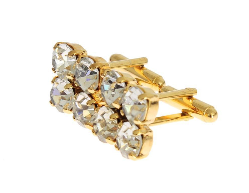 Clear Crystal Gold Brass Cufflinks