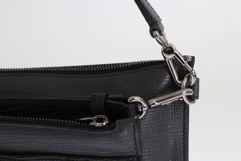 Gray Lizard Leather Shoulder Cross Body Handbag