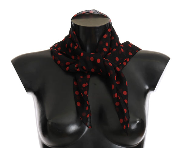 Black Red Polka Dotted Silk Scarf