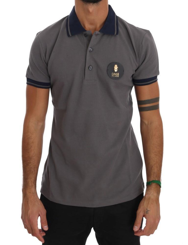 Gray Cotton Short Sleeve Polo T-Shirt