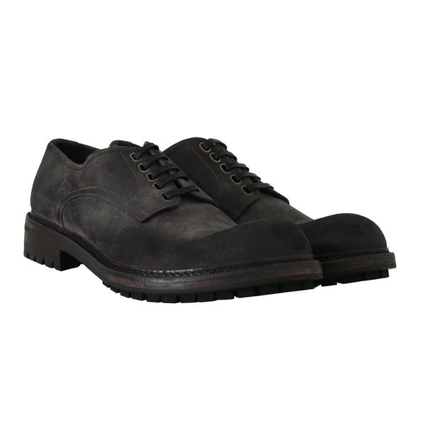 Gray Leather Laceups Derby Laceups Shoes