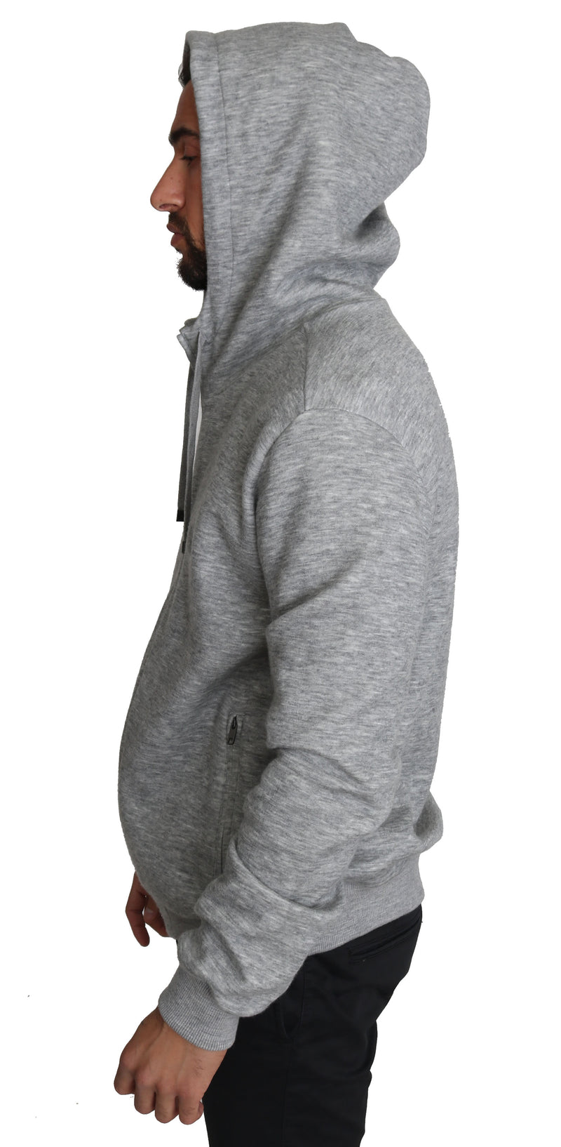 Gray Cashmere Crown Logo Hooded Sweater