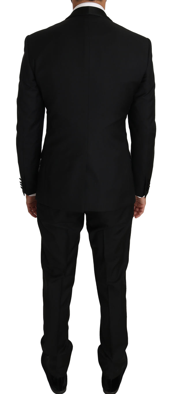 Black Wool MARTINI 3 Piece Slim Suit