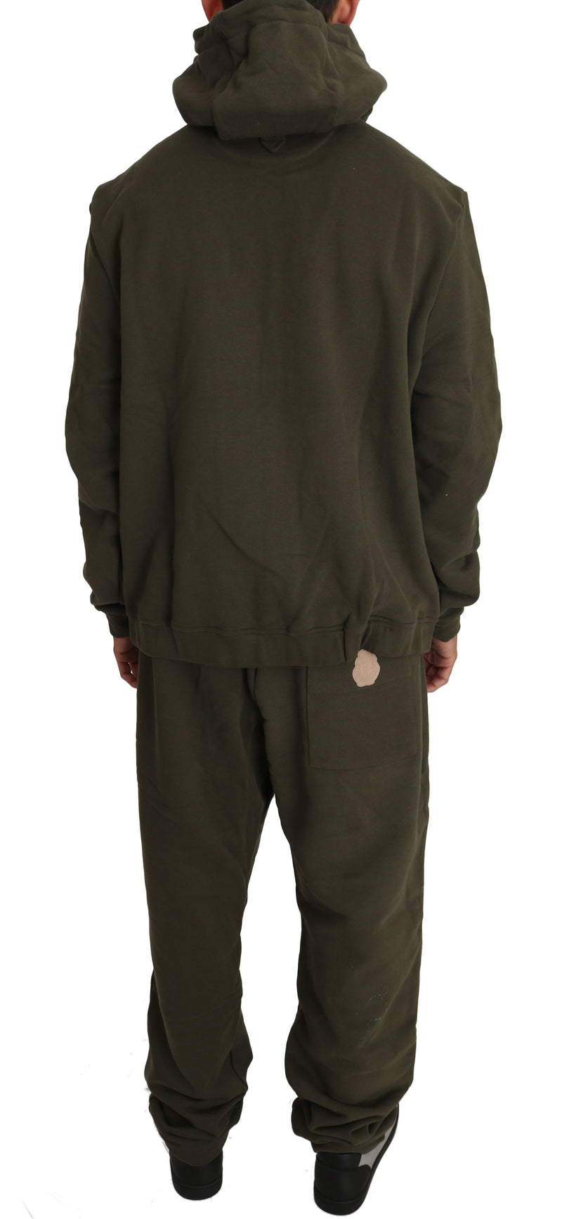 Hooded Full Zip Green Cotton Mens Sweater