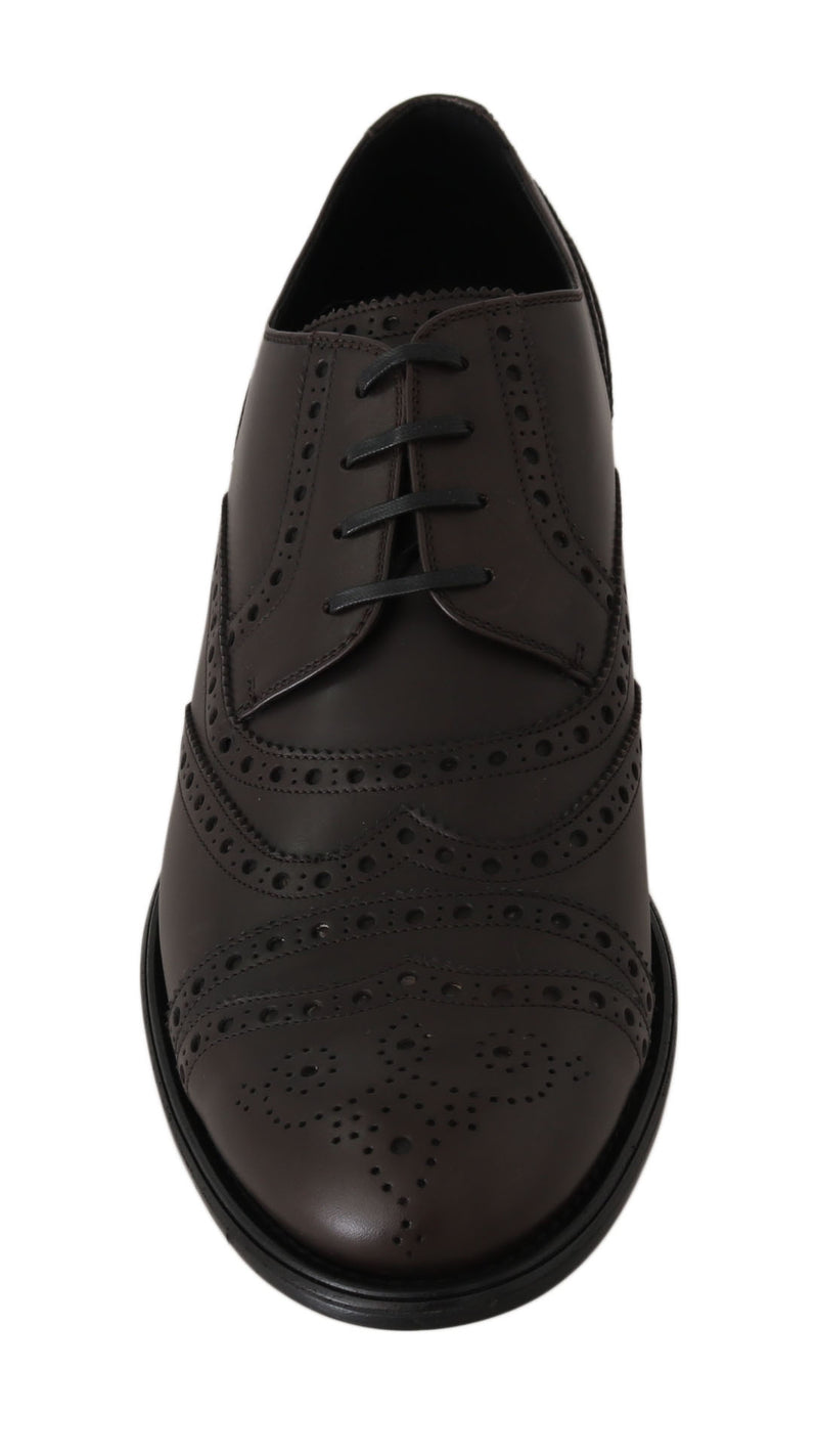 Brown Leather Wingtip Derby Formal Shoes