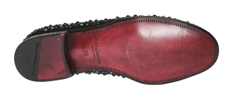 Black Brocade Crystal Strass Loafers
