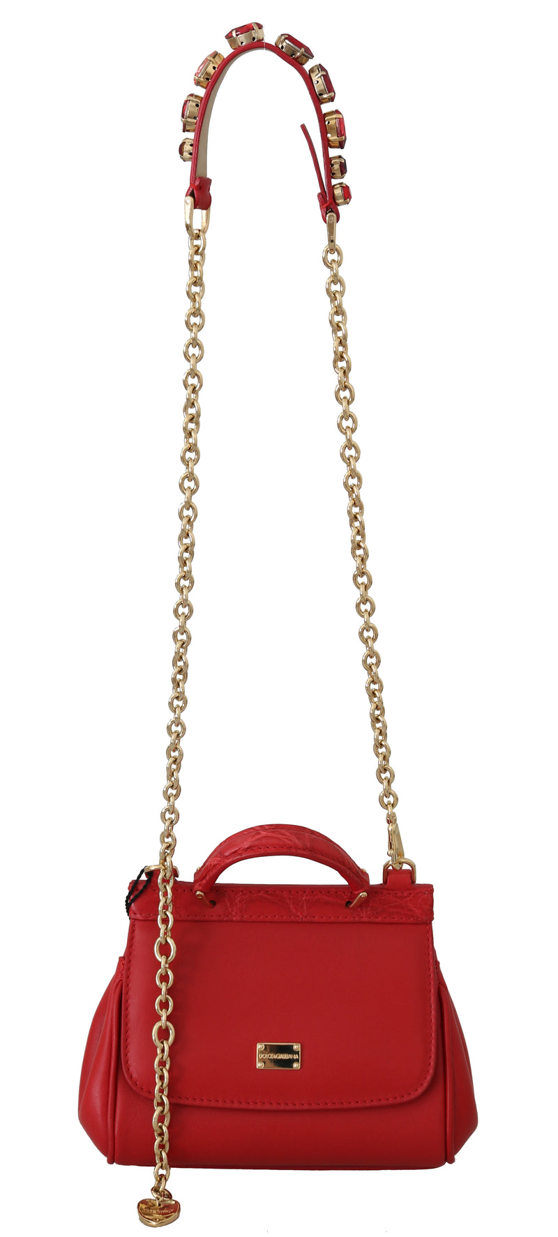 Red MISS SICILY Crocodile Crystal Mini Shoulder Hand