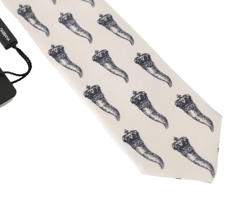 White Silk Crown Chili Print Tie