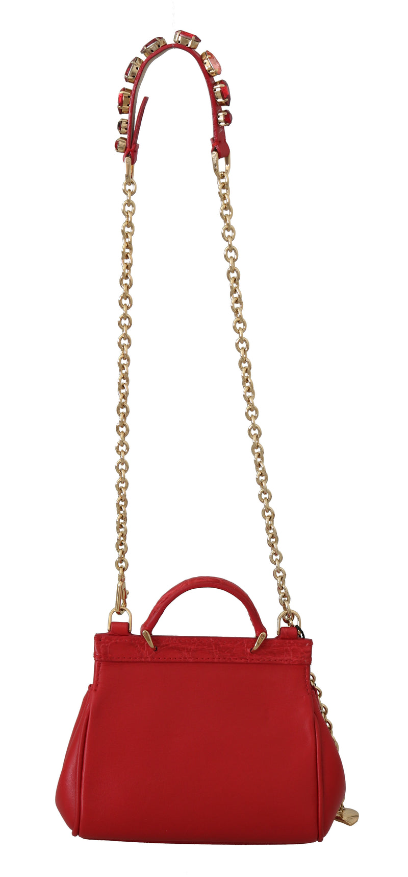 Red MISS SICILY Crocodile Crystal Mini Shoulder Hand