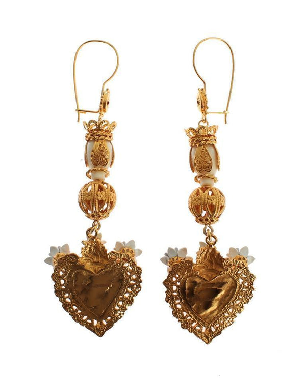 Gold Red Crystal Heart Pupi Doll Dangling Hook Earring