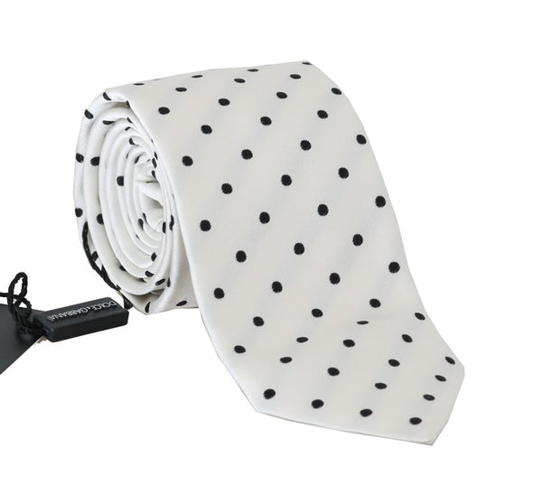 White Silk Polka Dot Print Tie