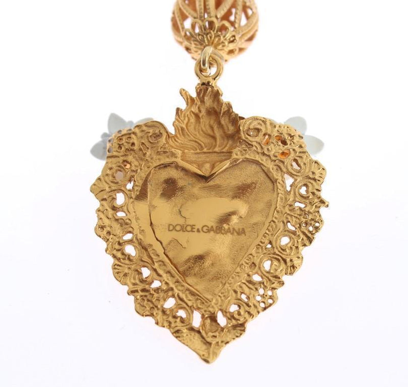 Gold Red Crystal Heart Pupi Doll Dangling Hook Earring