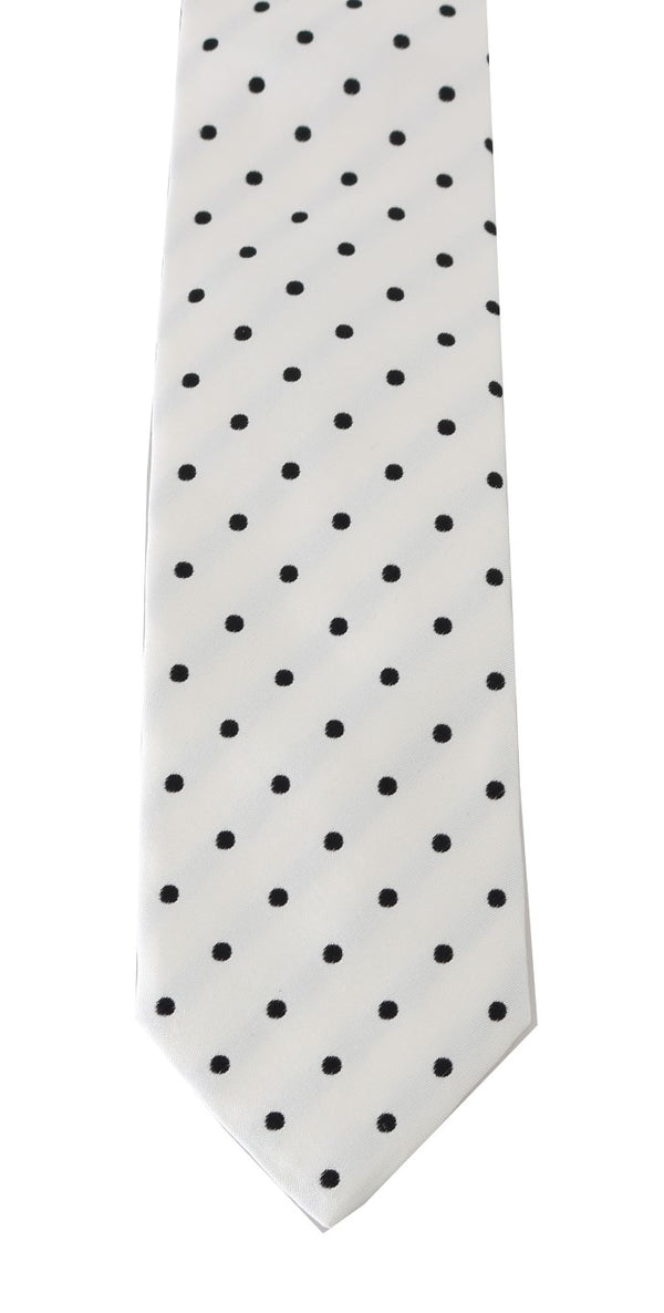 White Silk Polka Dot Print Tie