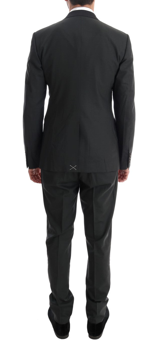 Gray Wool Slim Fit Two Button 3 Piece Suit