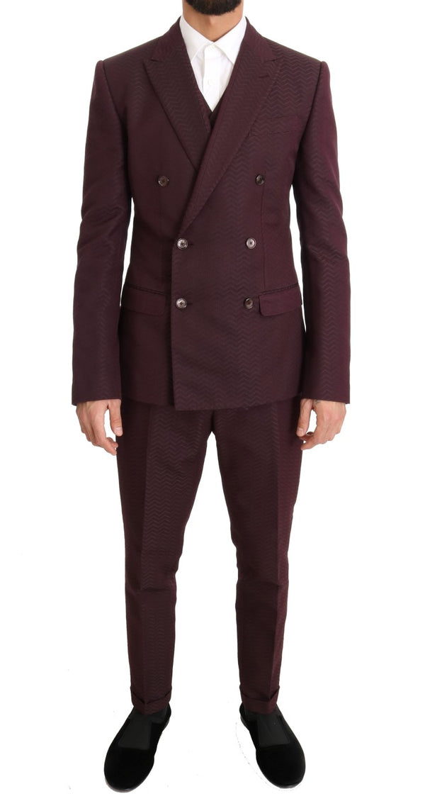 Bordeaux Slim 3 Piece Double Breasted Suit