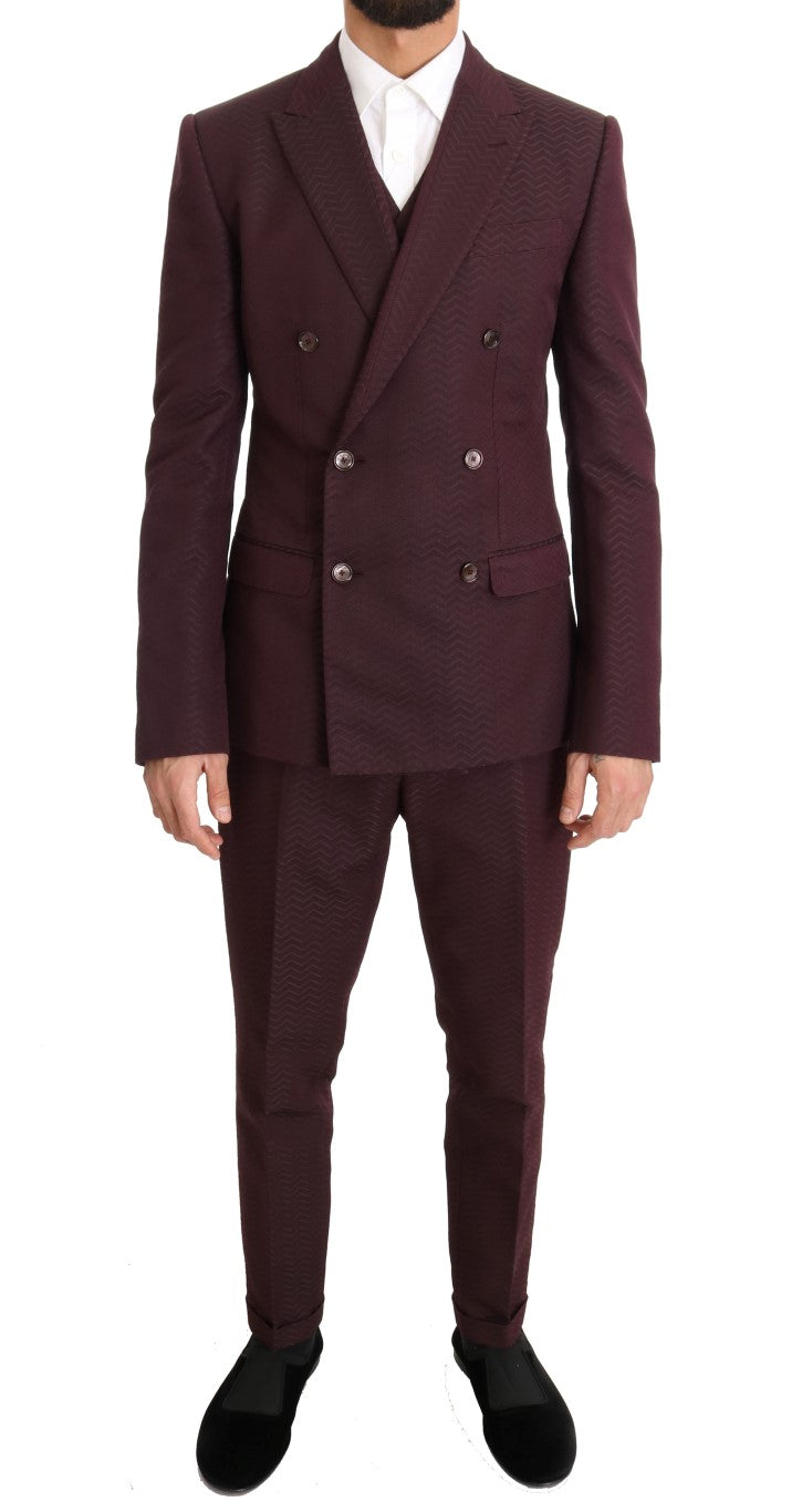 Bordeaux Slim 3 Piece Double Breasted Suit
