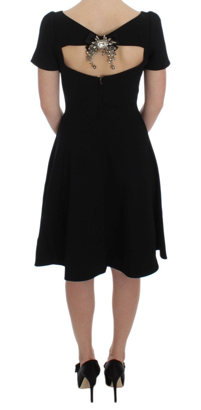 Black Stretch A-Line Shift Crystal Dress