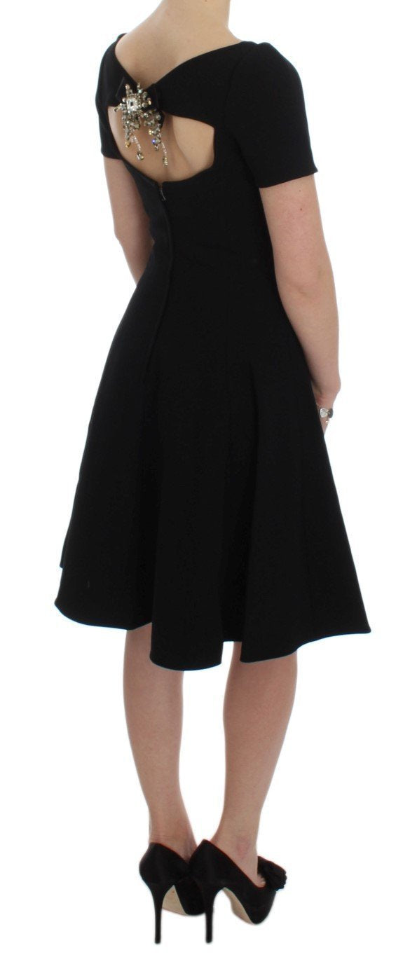 Black Stretch A-Line Shift Crystal Dress