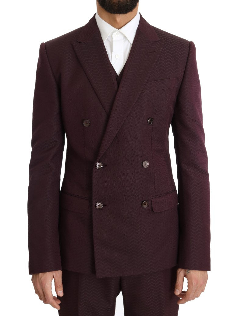 Bordeaux Slim 3 Piece Double Breasted Suit