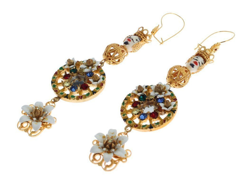 Crystal Gold Cart Wheel Pupi Doll Dangling Hook Earring