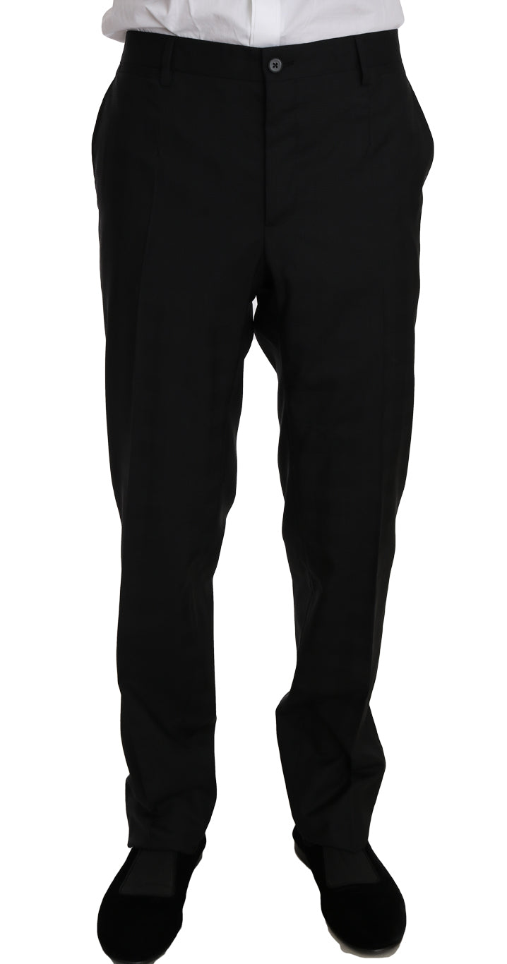 Black Wool Silk 2 Piece Slim Fit Suit