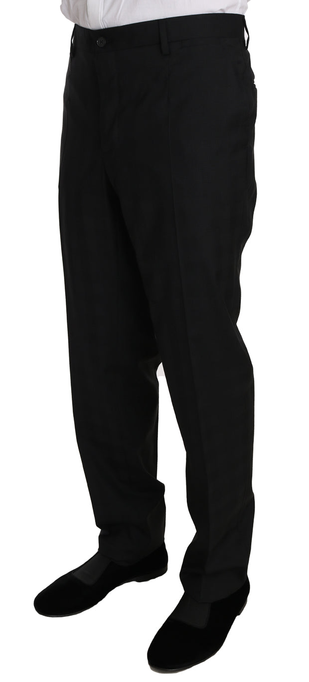 Black Wool Silk 2 Piece Slim Fit Suit