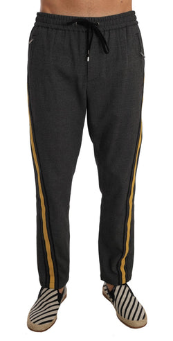 Gray Wool Casual Yellow Strip Pants