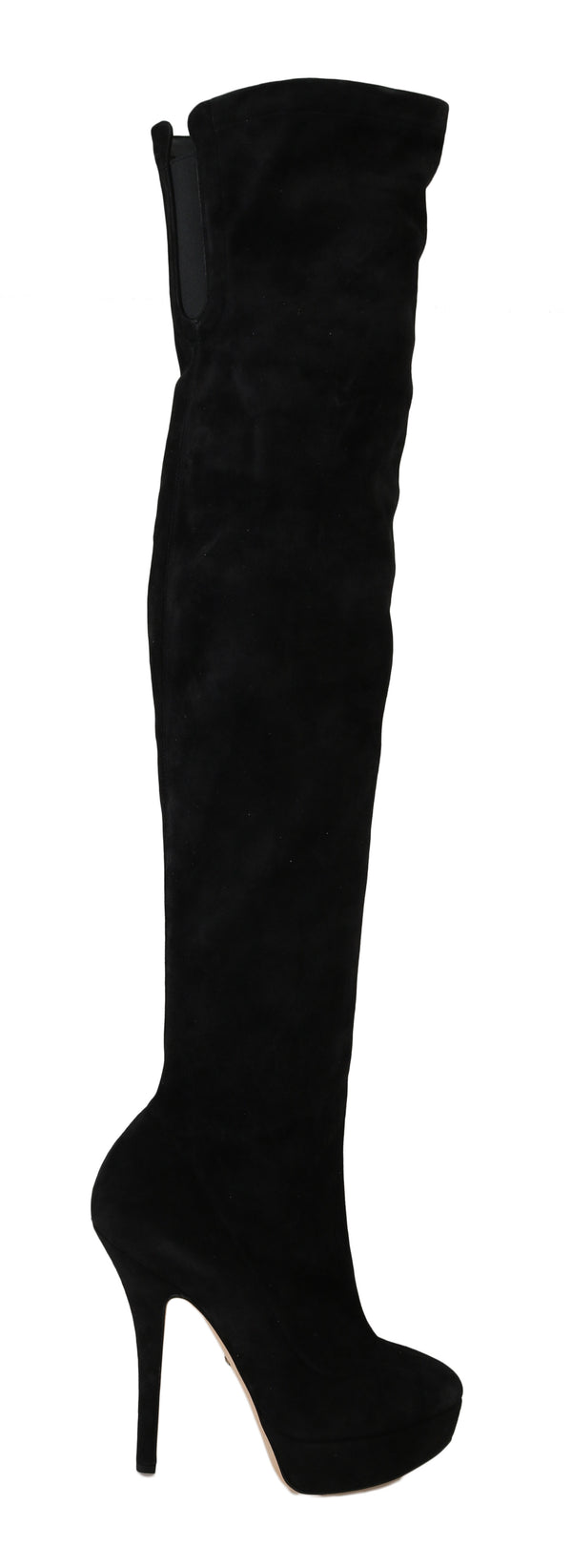 Black Suede Leather Over Knee Boots