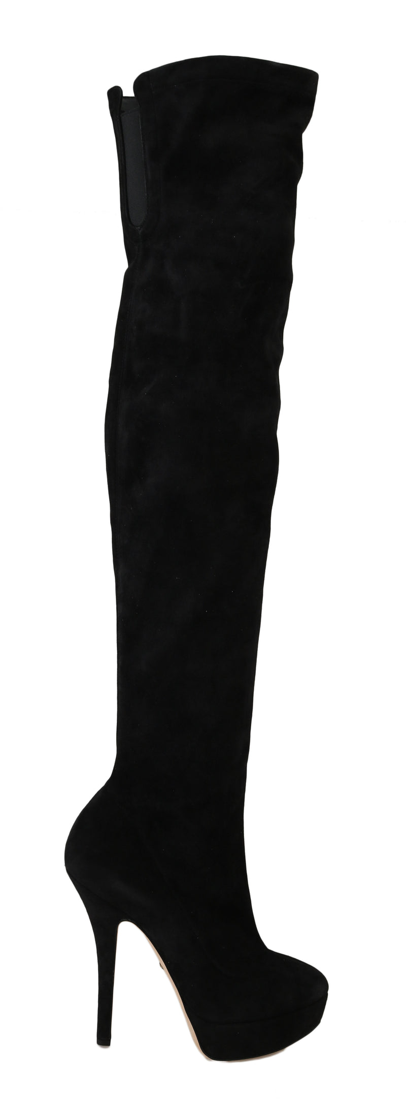 Black Suede Leather Over Knee Boots