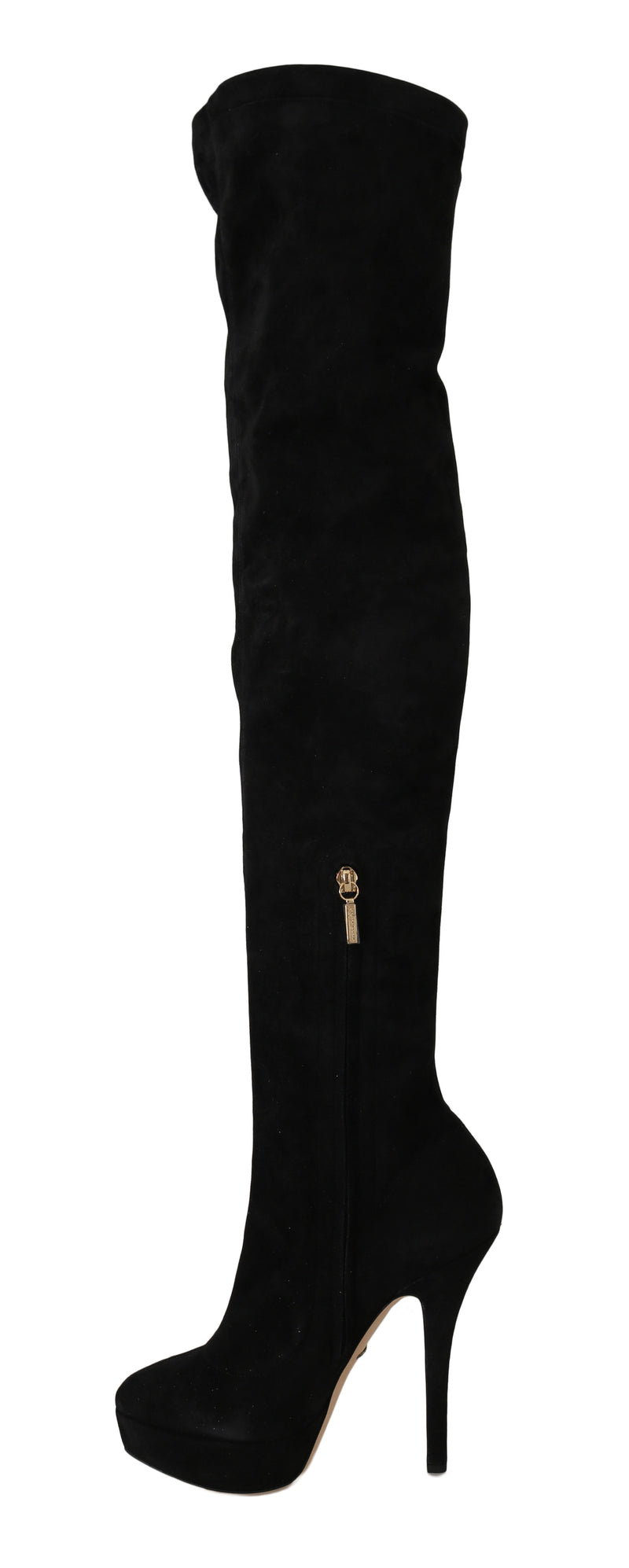 Black Suede Leather Over Knee Boots