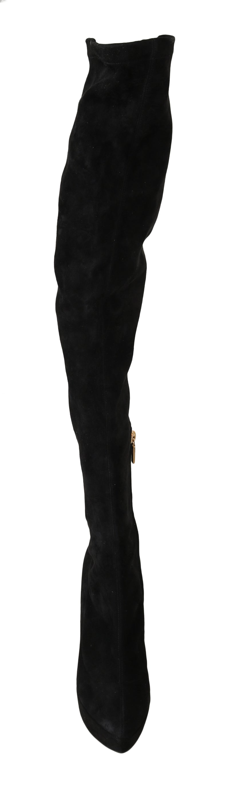 Black Suede Leather Over Knee Boots